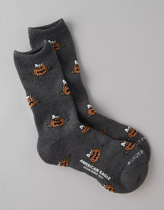 AE Snoopy Halloween Classic Crew Socks Dark Grey
