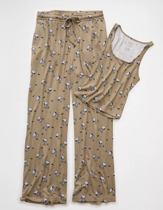 AE Luxe Plush Snoopy Halloween Tank Top & Pant Pijama Set