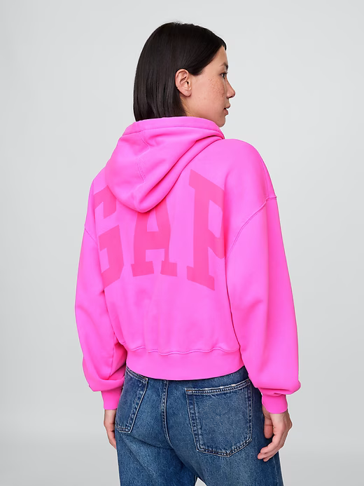 VintageSoft Crop Logo Hoodie