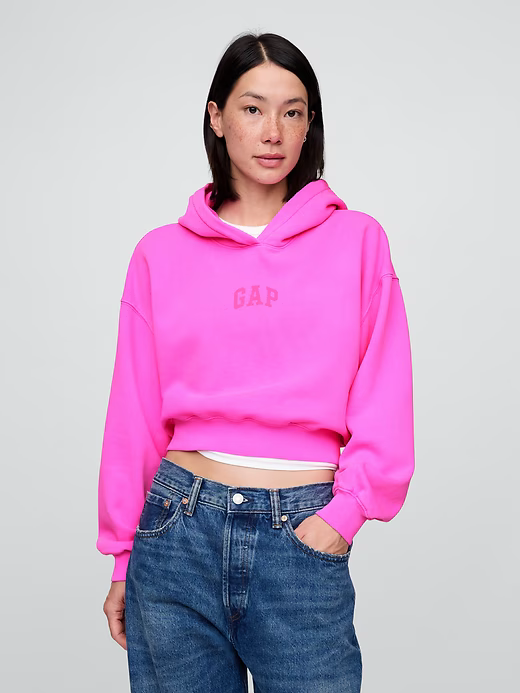 VintageSoft Crop Logo Hoodie