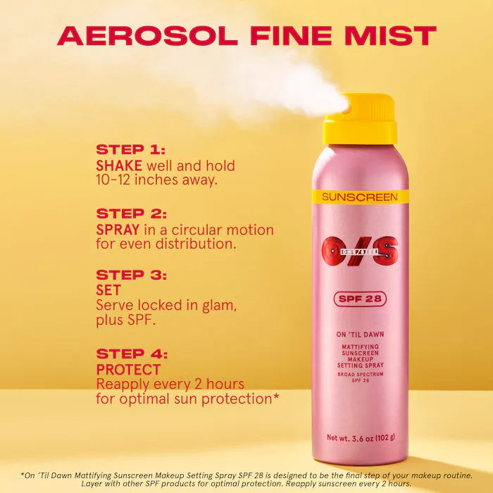 On 'Til Dawn Mattifying Sunscreen Makeup Setting Spray SPF 28