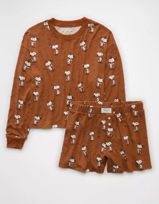 AE Luxe Plush Snoopy Halloween PJ Set