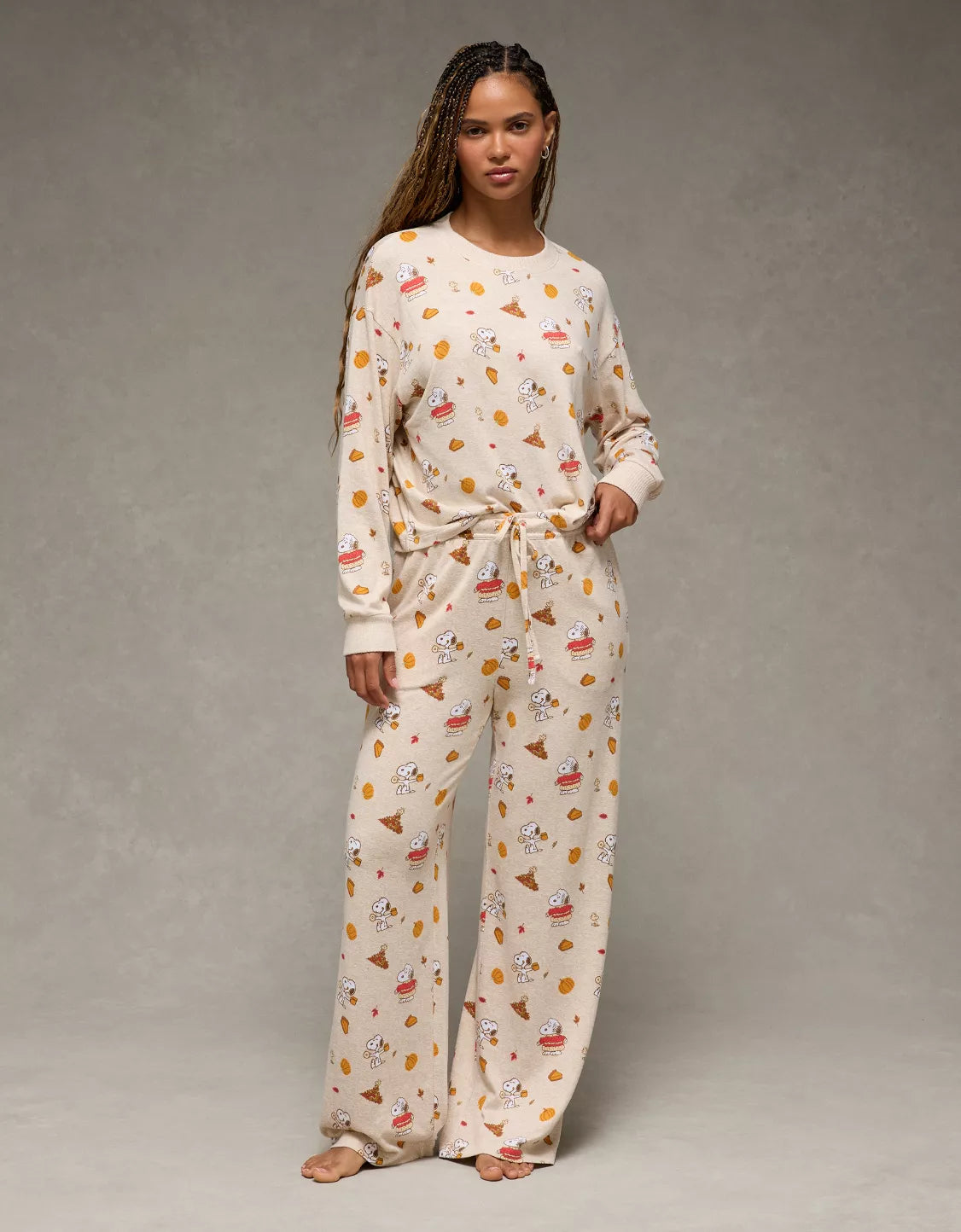 AE Luxe Plush Snoopy Fall Long-Sleeve & Pant Pijama Set