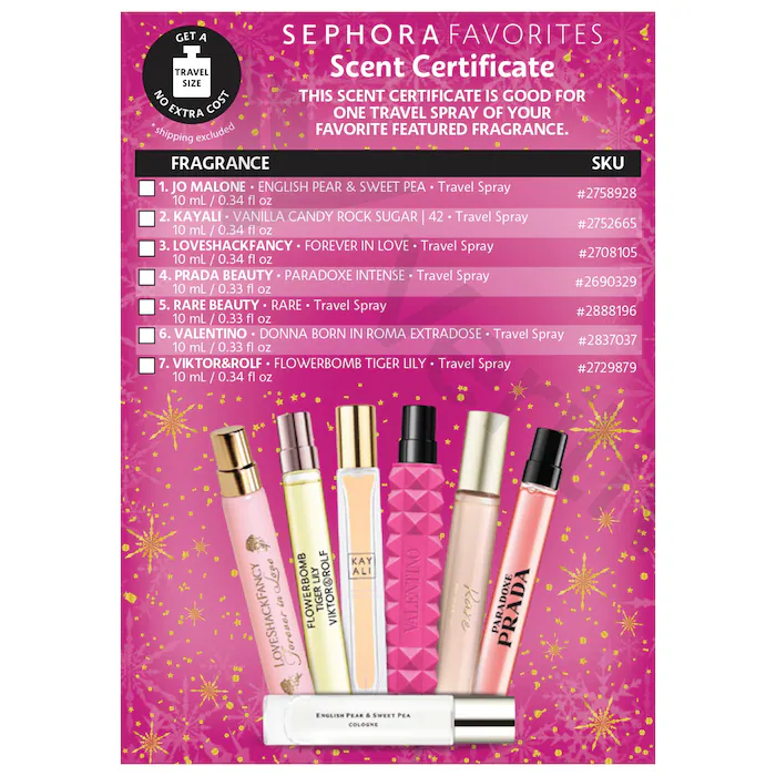 Travel Spray Perfume Sampler Set w/ Redeemable Voucher