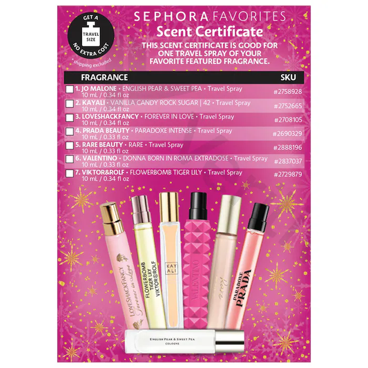 Travel Spray Perfume Sampler Set w/ Redeemable Voucher