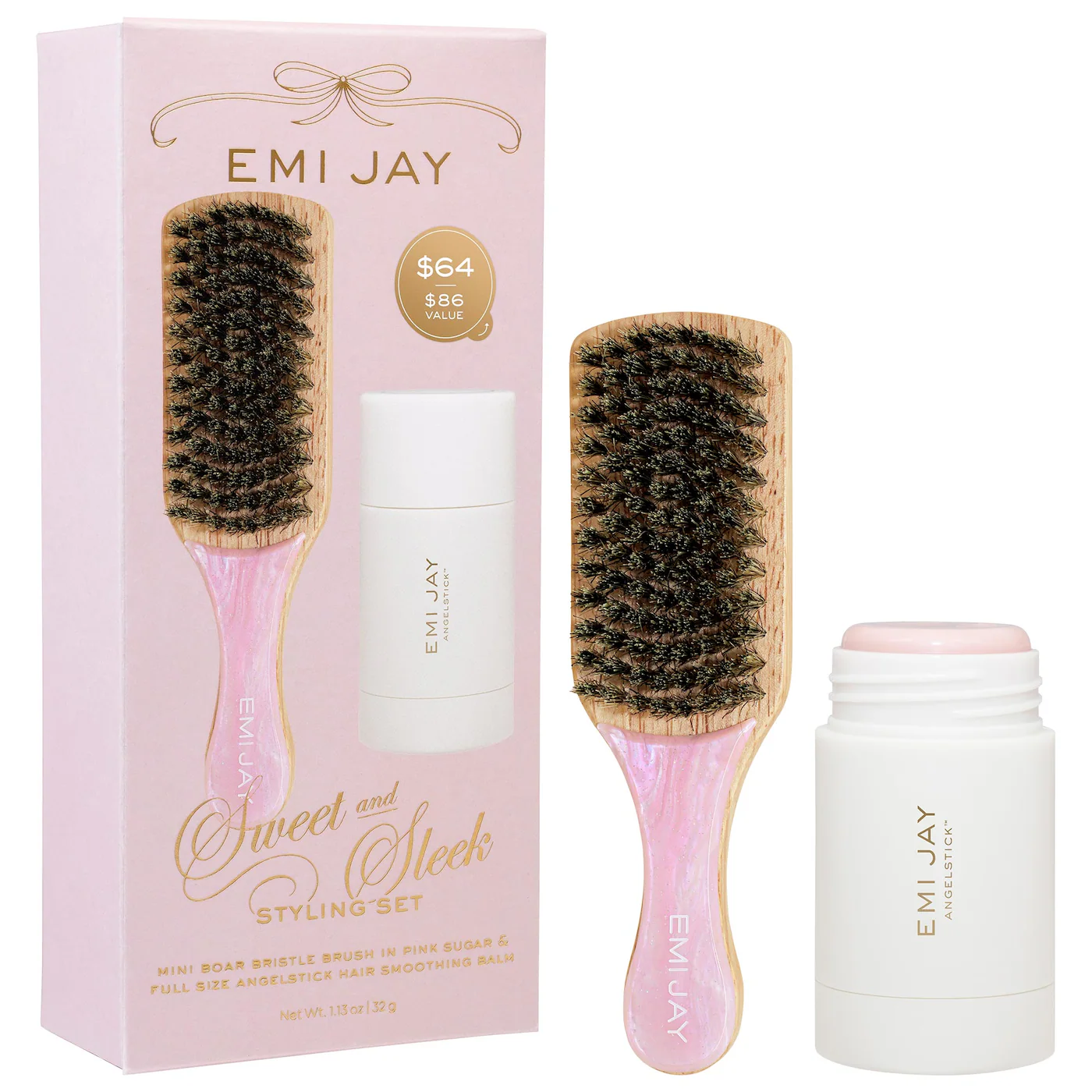 Sweet and Sleek Styling Gift Set with Angelstick™ and Mini Boar Bristle Brush